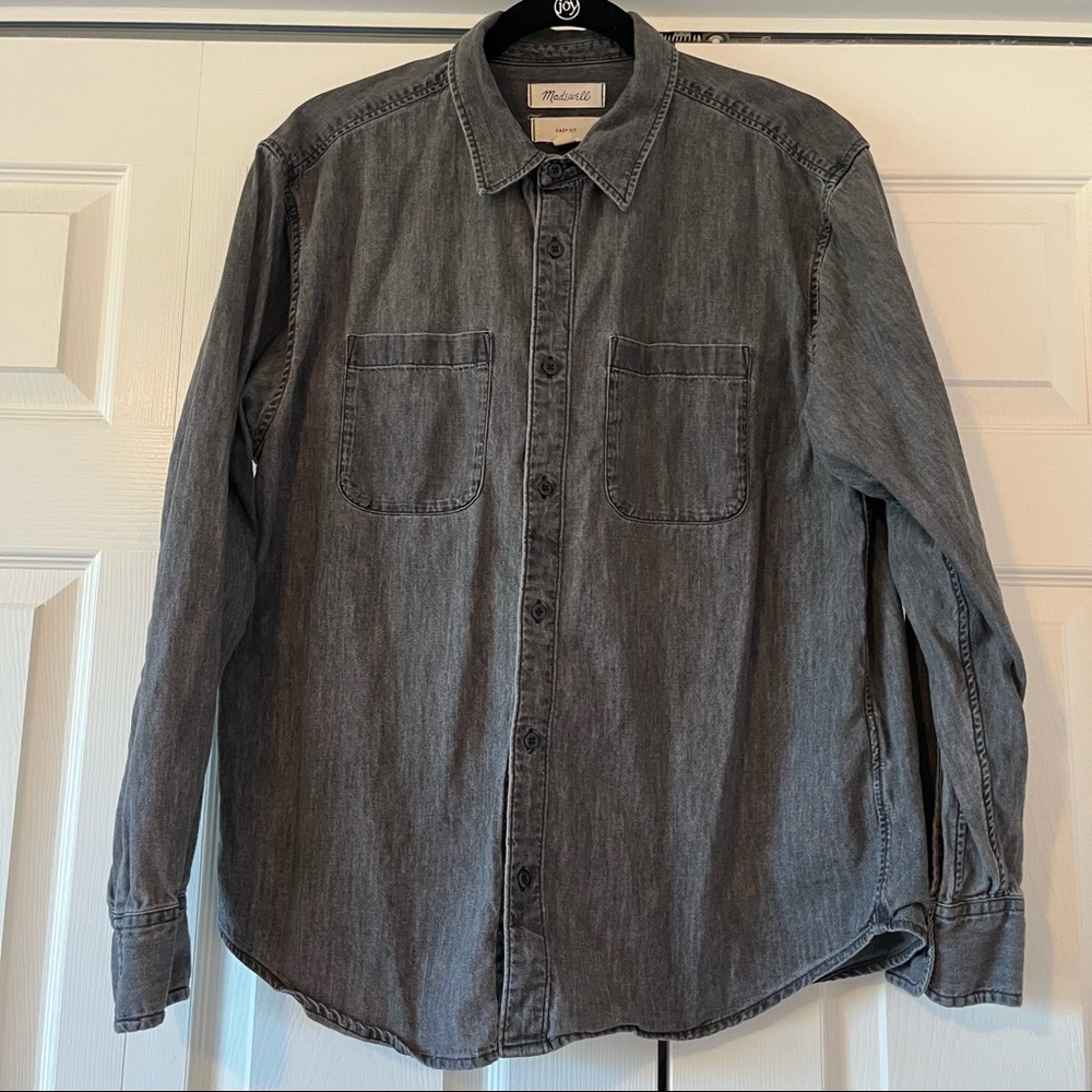 Madewell Gray Denim Cotton Button Down Shirt